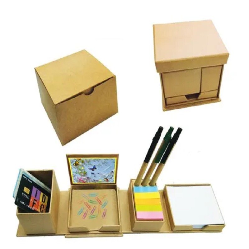 Eco-Friendly Foldable Square Cube Box with Pen holder Sticky Note