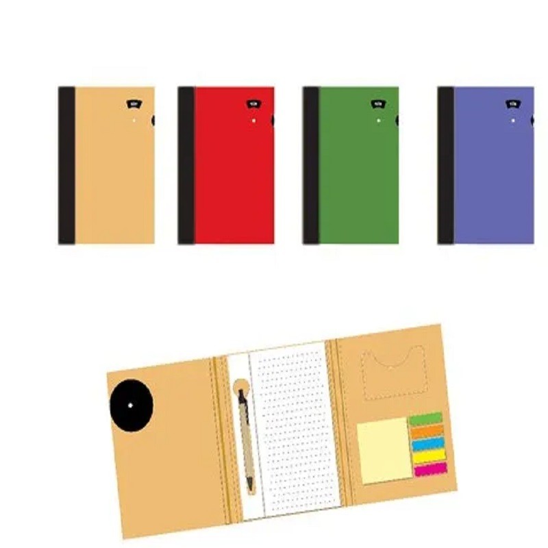 three fold sticky note pad with day calender & pen