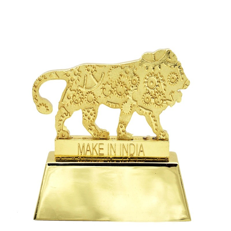 Make In India Paperweight Gold