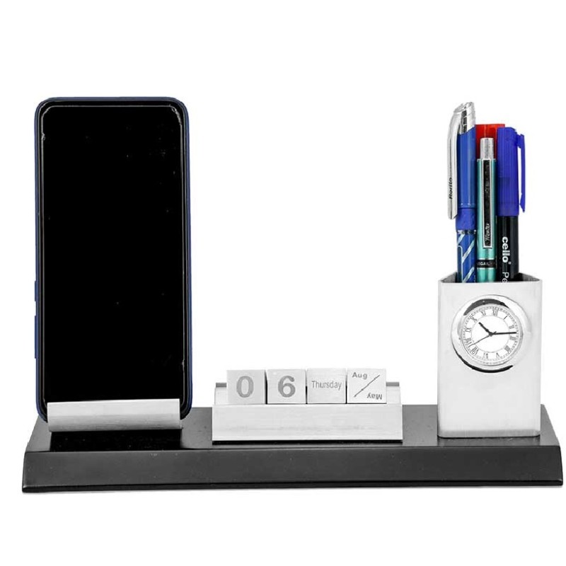 Desk organizer with pen stand, mobile stand and calendar