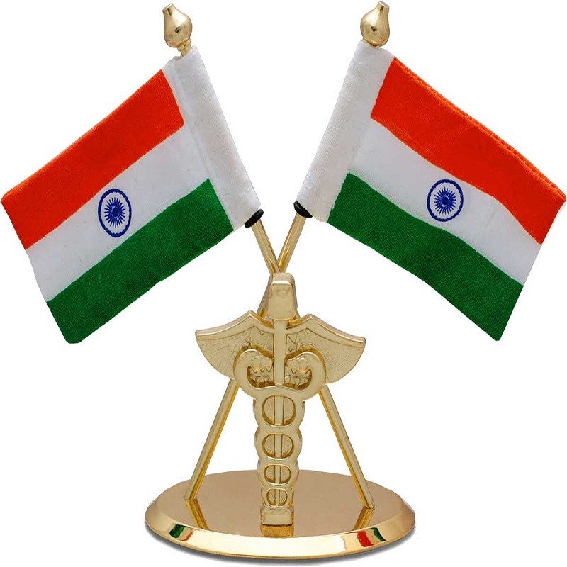 Cross Indian Flags for the office table or car dashboard with Dr. Logo