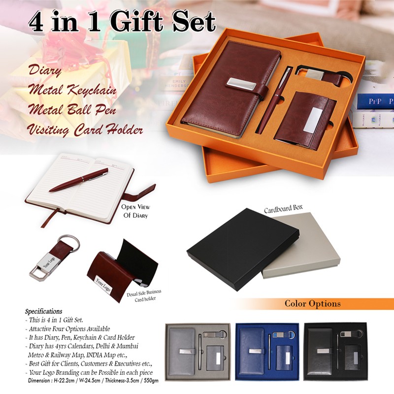 PU Diary, Metal Pen, Metal Keychain, Business Card Holder