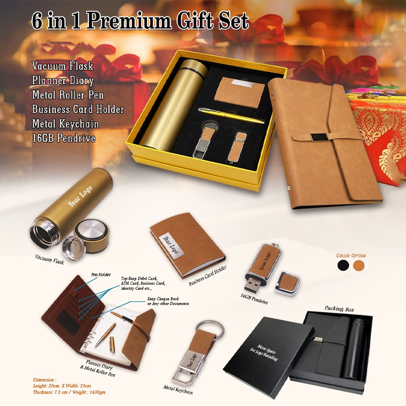 Planner,Flask,8GB Pendrive,Card Holder,Pen,Keychain