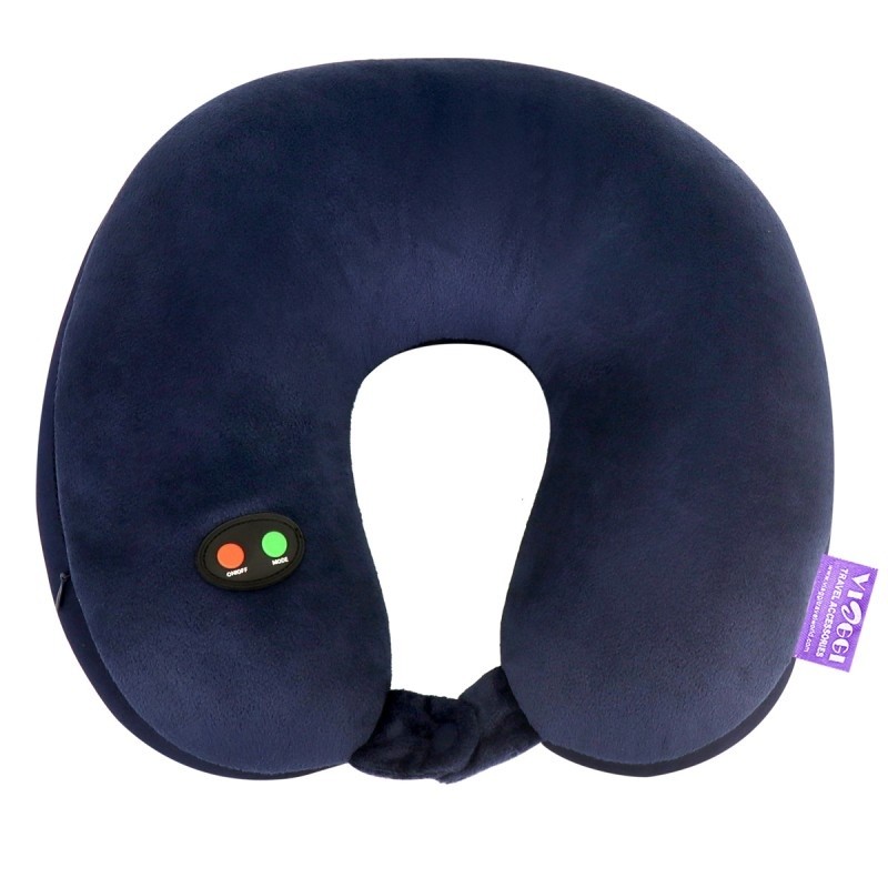 Microbead U Shape Vibrating Travel Neck Massage Pillow - 6 mode