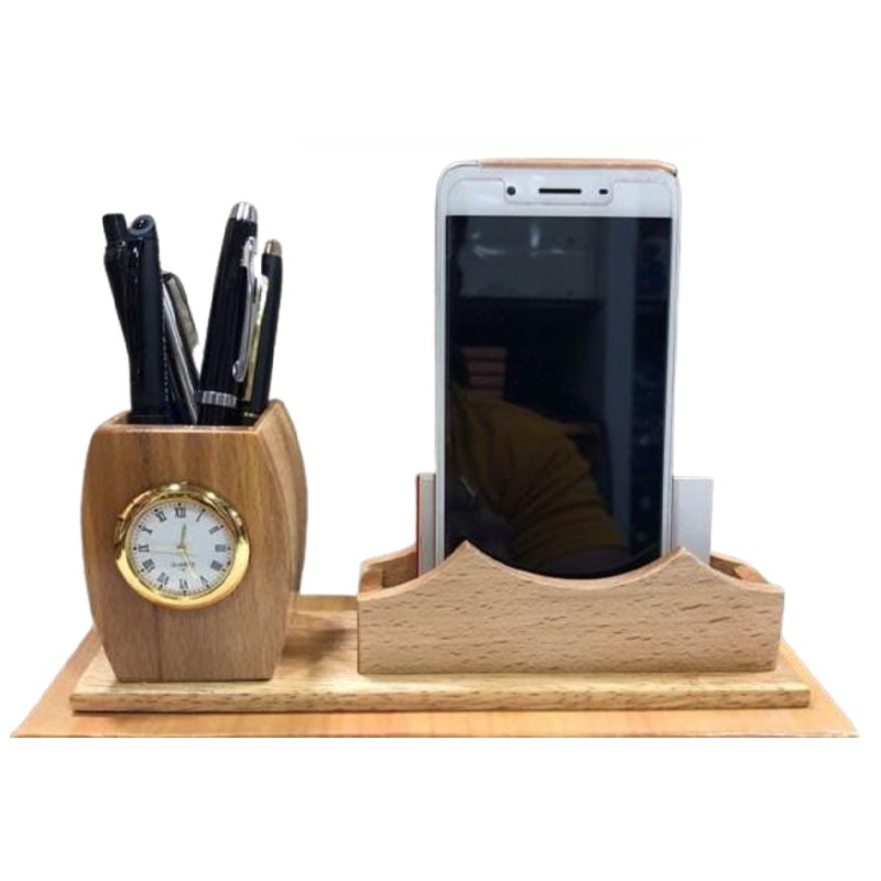 Mobile,Pen and Card Holder  with Clock