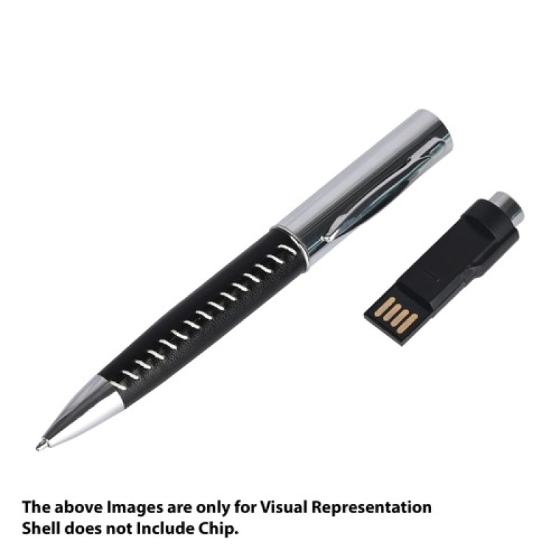 Black Leather Pen USB Pendrive - 16GB