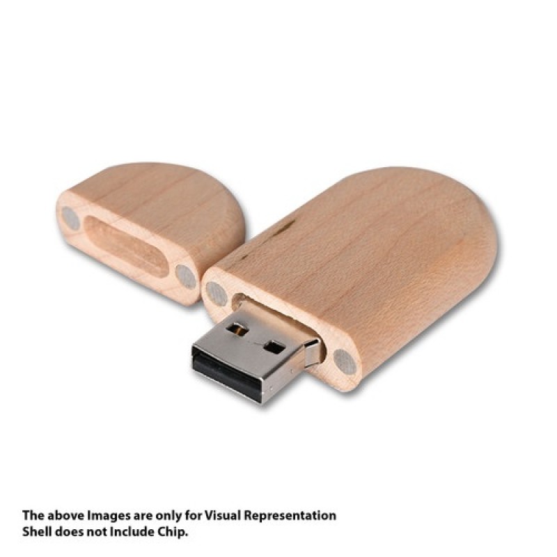 Wooden Oval Shape Pendrive - 16GB