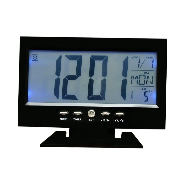 Black Digital Multi-Display Desk/Table Clock